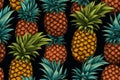 seamless pattern of pineapples on a black background Royalty Free Stock Photo