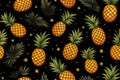 seamless pattern with pineapples and stars on a black background Royalty Free Stock Photo