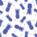 Seamless pattern with pineapples. Tropical fruit. Summer background
