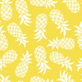 Seamless pattern with pineapples, white and yellow color