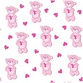 A seamless pattern with pink bear