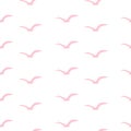 Seamless pattern with pink birds on a white background Royalty Free Stock Photo