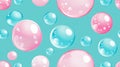 Seamless Pattern of Pink and Blue Bubbles on Teal Background Royalty Free Stock Photo