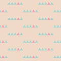 Seamless pattern with pink and blue triangles on pink background