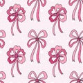 Seamless pattern with pink bows. Baby girl wallpaper. Vector cloth pattern print design