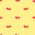 Seamless pattern with pink bows. Festive yellow background