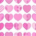 Seamless pattern of pink broken hearts for gift wrapping, congratulations, wedding invitations and Valentine`s Day