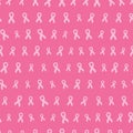 Seamless pattern with pink cancer ribbons. Breast Cancer Awareness Month pink background. Cancer ribbon symbol. Cancer prevention Royalty Free Stock Photo