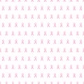 Seamless pattern with pink cancer ribbons. Breast Cancer Awareness Month pink and white background. Cancer ribbon symbol. Cancer Royalty Free Stock Photo