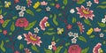 Seamless pattern with pink chinoiserie hand drawn motifs