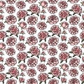 Seamless pattern with pink cute peonies