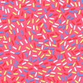 Seamless pattern of pink donut glaze with many decorative sprinkles. Easy to change colors. Design for banner, poster