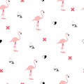 Seamless pattern with pink flamingos.