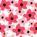 Seamless pattern Pink flower background Hand draw in cartoon style Royalty Free Stock Photo