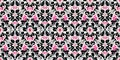 Eye-catching pink and black color foliage seamless pattern