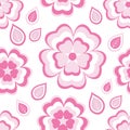 Seamless pattern with pink flowers sakura and leaves Royalty Free Stock Photo