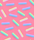 Seamless Pattern With Pink Glaze And Trendy Gradient Decorative Sprinkles. Candy, Donut And Ice Cream Design. Sweet