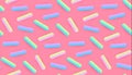Seamless Pattern With Pink Glaze And Trendy Gradient Decorative Sprinkles. Candy, Donut And Ice Cream Design. Sweet