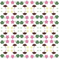Seamless pattern with pink,green flowers,leaf,butterfly and spring. Royalty Free Stock Photo