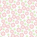 Seamless pattern with pink and green flowers