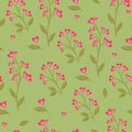 Seamless pattern with pink heart flowers. Vector graphics Royalty Free Stock Photo