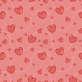 Seamless pattern with pink hearts on light pink background. Vector illustration. Valentine day. Background for dress, manufacturin Royalty Free Stock Photo