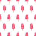 Seamless pattern with pink ice pops.