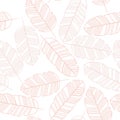 Seamless pattern with pink leaves on white background