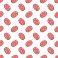 Seamless pattern with pink meat sausage