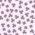 Seamless pattern with pink mosaic clover leaves. Modern background with repeating elements for packaging, printing, fabric. Vector Royalty Free Stock Photo