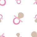 Seamless pattern of pink nipples. Illustration for girls at a baby shower party. Background for greeting or invitation cards.