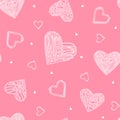 Seamless pattern of pink openwork hearts on a white background Royalty Free Stock Photo