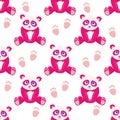 Seamless pattern with pink panda- vector illustration, eps Royalty Free Stock Photo