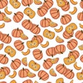 Seamless pattern with Pink pumpkins