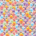 Seamless pattern pink, purple, orange, blue Russian dolls matryoshka background. Vector Royalty Free Stock Photo