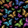 Seamless pattern of pink, red, green, yellow butterfly Royalty Free Stock Photo