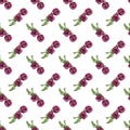 Seamless pattern pink rose flower with green leaves on white background isolated close up, burgundy roses repeating ornament Royalty Free Stock Photo