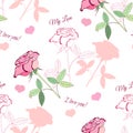 Seamless pattern with pink rose1-04 Royalty Free Stock Photo