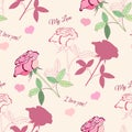 Seamless pattern with pink rose1-04_ÃÂÃÂ½ÃÂÃÂ°ÃâÃâ¡ Royalty Free Stock Photo