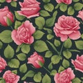 Seamless pattern with pink roses. Botanical texture with beautiful flowers. Romance, valentine&#s day. Great for Royalty Free Stock Photo