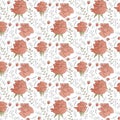 Seamless pattern with pink roses