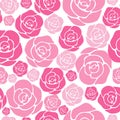 Seamless pattern with pink roses, floral vector background.