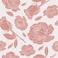 Seamless pattern of pink roses,leaves and strips in light background. Romantic and vintage style for valentines product, home Royalty Free Stock Photo