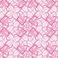Seamless pattern - pink spider web of hearts,