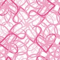 Seamless pattern - pink spider web of hearts,