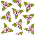 Seamless pattern with pink spring flowers. Color vector illustration with isolated objects. Royalty Free Stock Photo