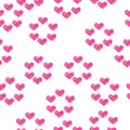 Seamless pattern of pink wavy hearts, grouped in the shape of a circle, for Valentine`s Day Royalty Free Stock Photo