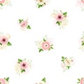 Seamless pattern with pink and white flowers. Vector illustration. Royalty Free Stock Photo