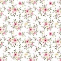 Seamless pattern with pink and white lisianthus flowers. Vector illustration. Royalty Free Stock Photo