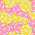 Seamless pattern with pink and yellow citrus